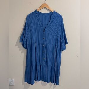 SHEIN Blue Button-Up Midi Dress